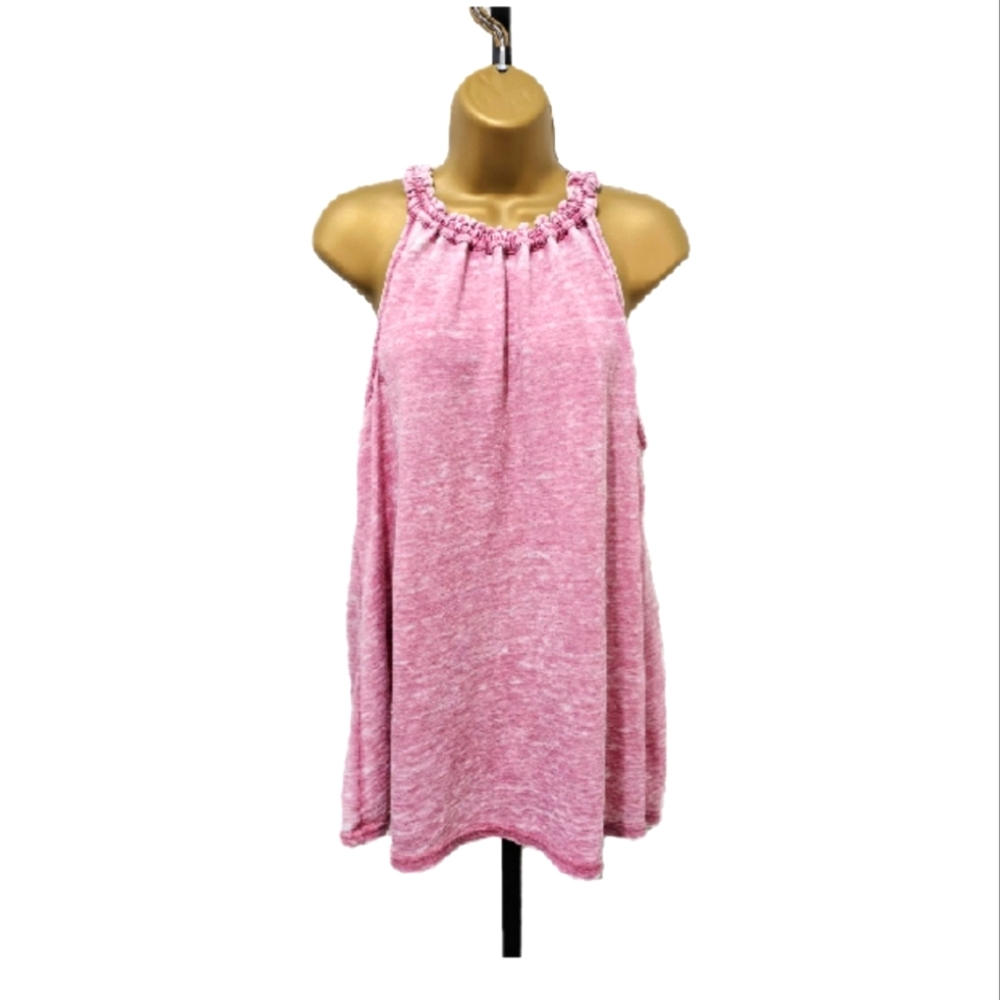 Jane and Delancey Super Soft Pink Sleeveless Ruffle Neck Tank Large